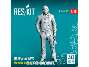 ResKit Figurine RSF48-0102 Pilote de l'USAF, uniforme d'été WWII, en position debout Impression 3D 1/48