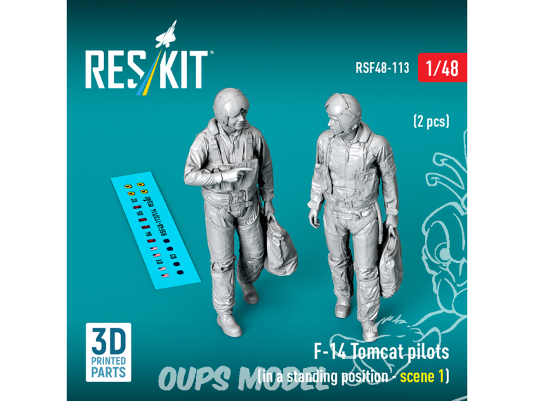 ResKit Figurine RSF48-0113 Pilotes de F-14 Tomcat en position debout, scène 1 2p imprimées en 3D 1/48