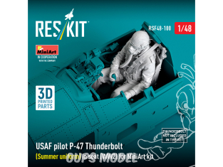 ResKit Figurine RSF48-0100 Figurine pilote USAF P-47 uniforme été position de pilotage WWII pour kit MiniArt impression 3D 1/48