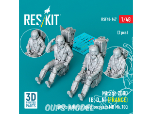 ResKit Figurine RSF48-0147 Mirage 2000B, D, N FRANCE pilotes assis dans sièges éjectables MB Mk.10Q 2pièces imp en 3D 1/48