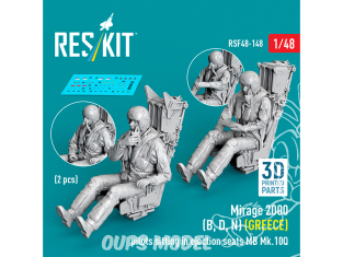 ResKit Figurine RSF48-0148 Mirage 2000B, D, N GREC pilotes assis dans sièges éjectables MB Mk.10Q 2pièces imp en 3D 1/48