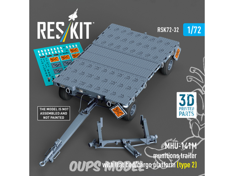 ResKit kit RSK72-0032 Remorque à munitions MHU-141M avec plateforme de chargement type 2 Maquette imprimée en 3D 1/72