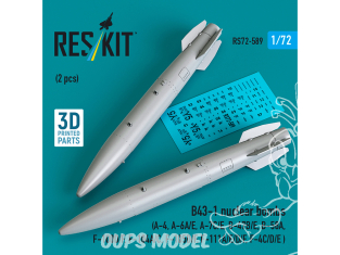 ResKit kit RS72-0589 Bombes nucléaires B43-1 2 pièces, imprimées en 3D 1/72