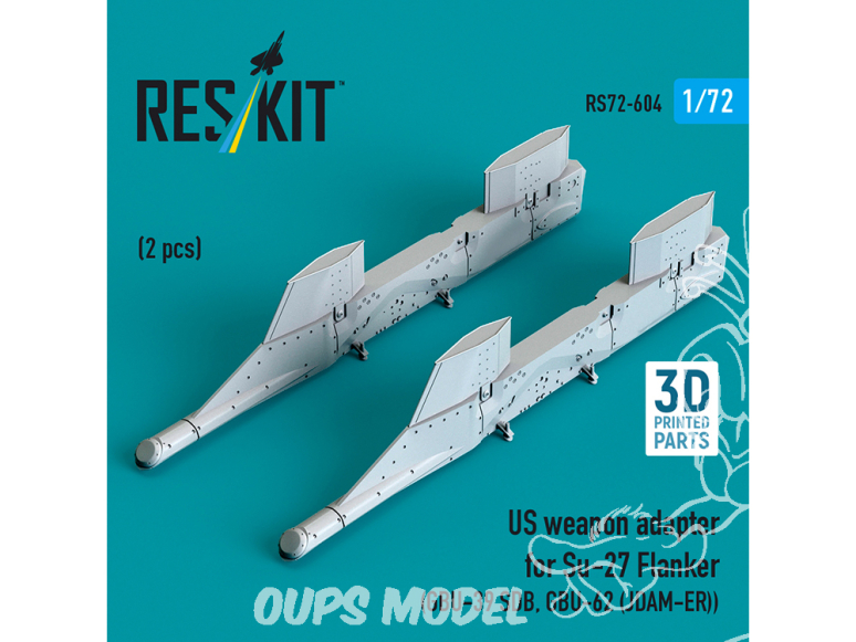 ResKit kit RS72-0604 Adaptateur d'armement américain pour Su-27 Flanker (2 pièces) GBU-39 SDB, GBU-62 JDAM-ER 3D 1/72