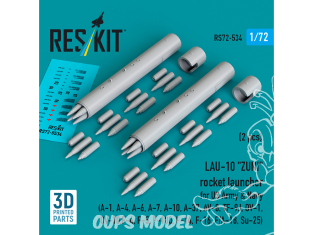 ResKit kit RS72-0534 Lance-roquettes LAU-10 ZUN armée et la marine américaines 2pcs 3D imprimées en 3D 1/72