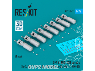 ResKit kit RS72-0567 Bombes OFAB-100-120, lot de 8 imprimés en 3D 1/72