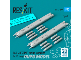 ResKit kit RS72-0599 Lance-roquettes LAU-33 ZUNI marine américaines 2 pièces imprimées en 3D 1/72