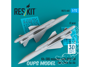 ResKit kit d'amelioration Avion RS72-0602 Missile Kh-58U avec AKU 58 (2 pièces) 1/72