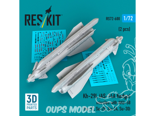 ResKit kit RS72-0600 Kh-29T Kh-29L AS-14A Kedge missiles with AKU-58 2 pièces, imprimées en 3D 1/72