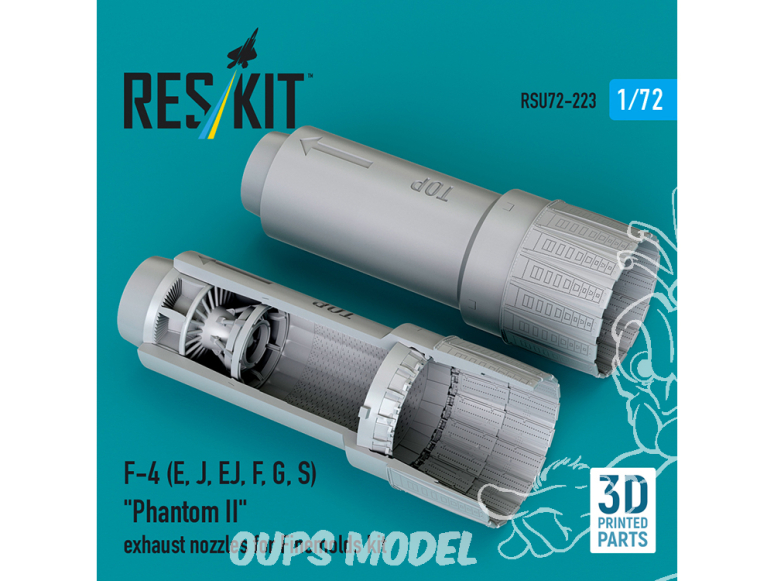 ResKit amelioration RSU72-0223 Buses d'échappement F-4E, J, EJ, F, G, S Phantom II kit Finemolds imprimé en 3D 1/72
