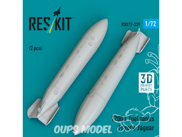 ResKit RSU72-0329 Réservoirs de carburant de 1200 L pour Jaguar français 2pièce imprimée en 3D 1/72