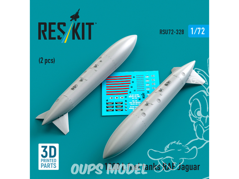ResKit RSU72-0328 Réservoirs de carburant de 1200 L pour Jaguar RAF 2pièce imprimée en 3D 1/72