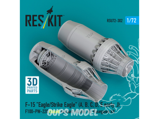 ResKit amelioration RSU72-0302 Tuyères échappement fermées kit Hasegawa F‑15E-A,B,C,D,E early et J F100-PW-220 imp 3D 1/72