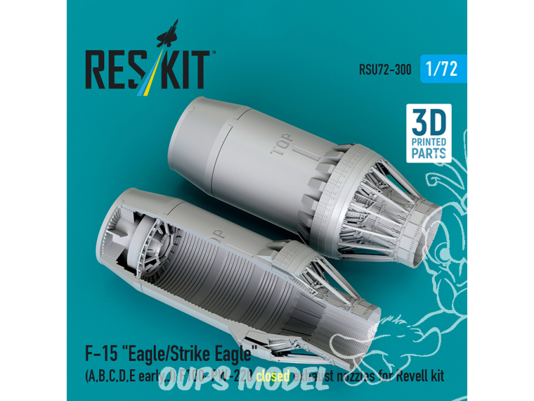 ResKit amelioration RSU72-0300 Tuyères échappement fermée kit Revell F‑15E-A,B,C,D,E early et J F100-PW-220 imp 3D 1/72