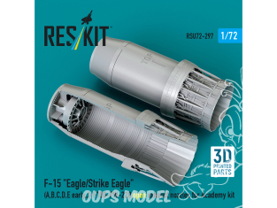 ResKit amelioration RSU72-0297 Tuyères échappement ouverte kit Academy F‑15E-A,B,C,D,E early et J F100-PW-220 imp 3D 1/72