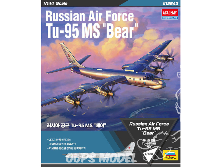 Academy maquettes avion 12643 Russian Air Force Tu-95 MS "BEAR" 1/144