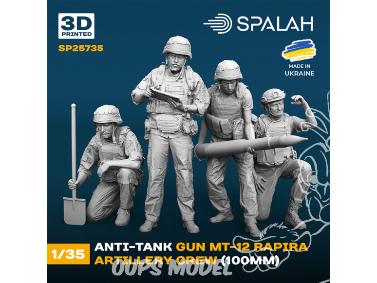 Spalah kit figurine SP25735 Équipe d'artillerie du canon antichar MT-12 Rapira 1/35