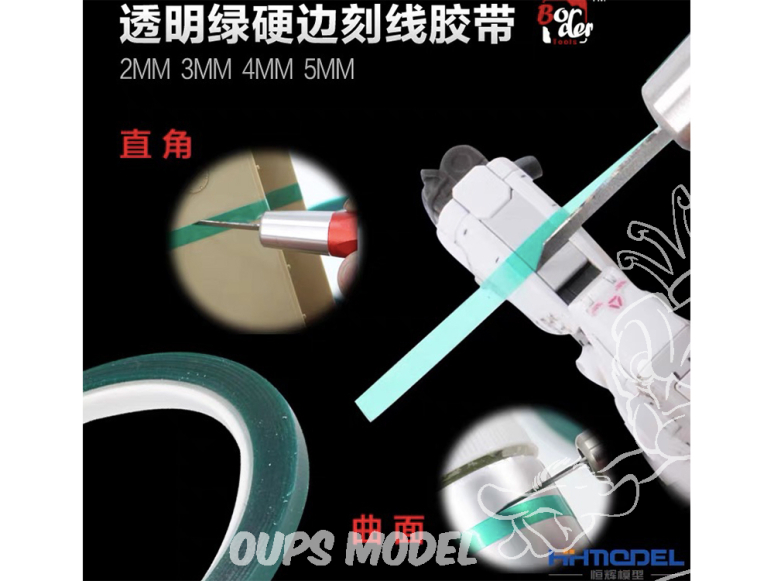 Border model accessoire BD0037-5 Bande verte transparente pour gravures 5mm