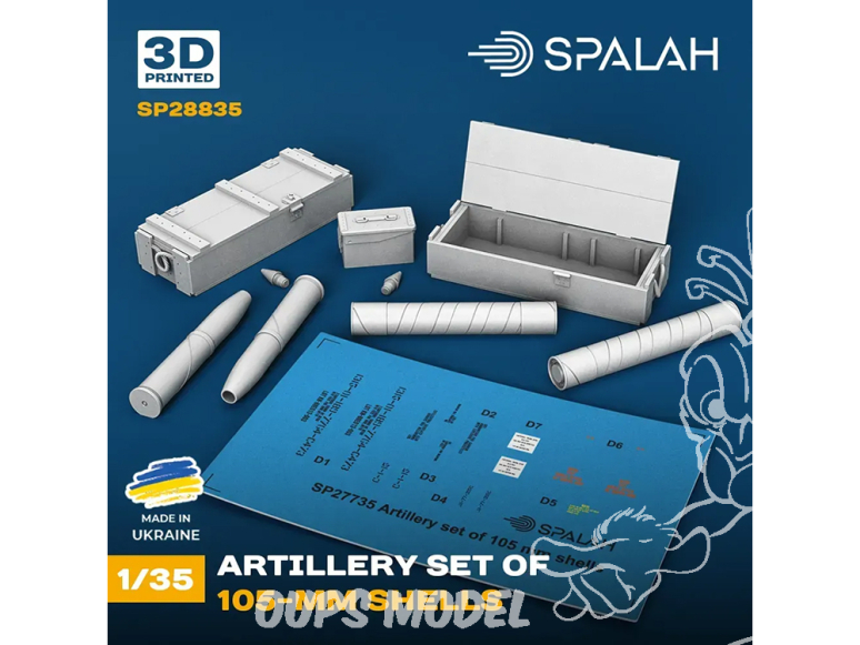 Spalah kit figurine SP28835 Ensemble d'obus d'artillerie de 105 mm 1/35