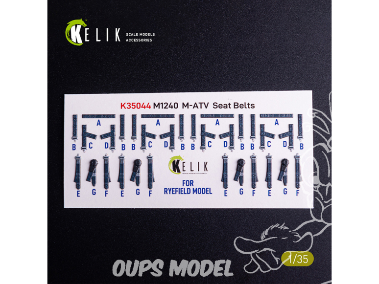 Kelik Decals 3D K35044 Intérieurs pour ceintures de sécurité M-ATV M1240A kit RFM 1/35