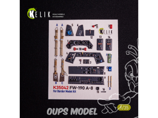 Kelik Decals 3D K35042 FW-190A-8 décalcomanies 3D intérieures pour kit Border Models 1/35