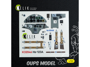 Kelik Decals 3D K32046 Hs-123A-1 décalcomanies 3D intérieures pour kit ICM 1/32