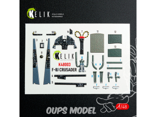 Kelik K48003 F-8J Crusader décalcomanies 3D intérieures pour maquette Hasegawa 1/48