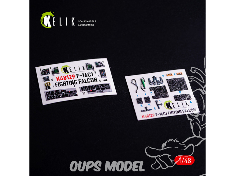 Kelik K48129 F-16CJ décalcomanies 3D intérieures pour maquette Hasegawa 1/48
