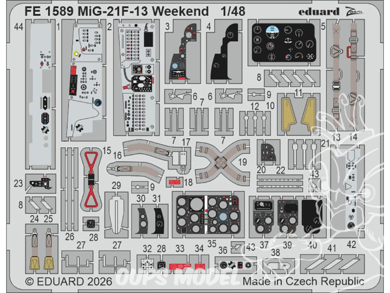 EDUARD photodecoupe avion FE1589 Zoom amélioration MiG-21F-13 WeekEnd Eduard 1/48