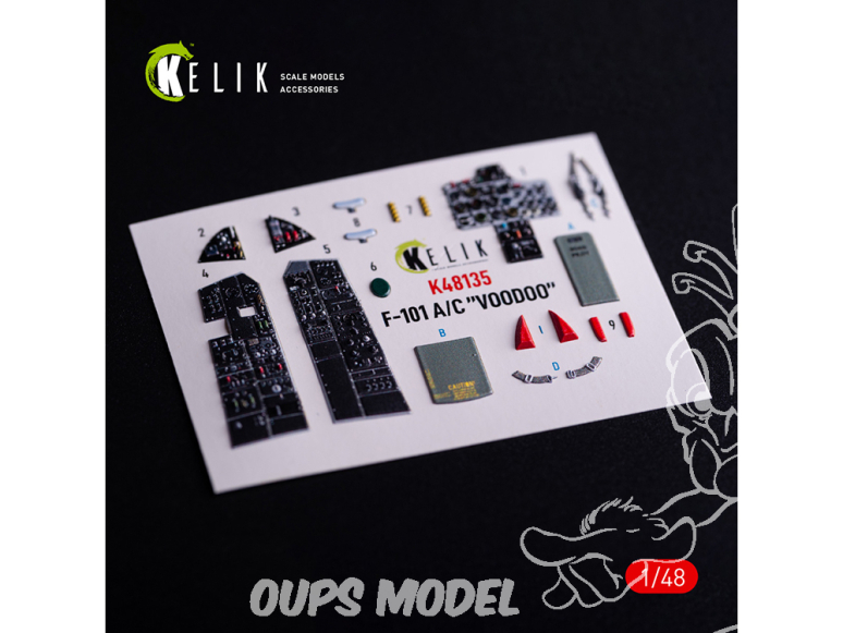 Kelik K48135 Décalcomanies 3D pour l'intérieur du F-101A/C VooDoo, compatibles avec le kit Zimi Model ou KittyHawk. 1/48