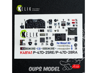 Kelik K48141 P-47D 25RE/28RA décalcomanies 3D intérieures pour kit MiniArt 1/48