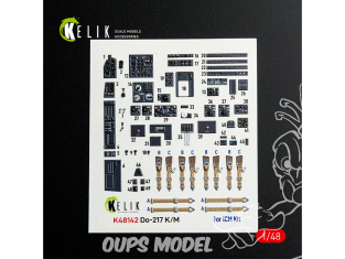 Kelik K48142 Do-217 K/M décalcomanies 3D intérieures pour kit ICM 1/48