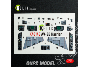 Kelik K48145 AV-8B Harrier décalcomanies 3D intérieurs pour kit Hasegawa 1/48