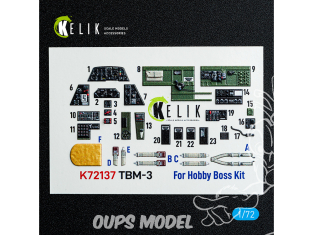 Kelik Decals 3D K72137 TBM-3 Avenger décalcomanies 3D intérieures pour kit HobbyBoss 1/72
