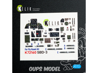 Kelik Decals 3D K72160 SBD-3 Dauntless décalcomanies 3D intérieures pour kit FlyHawk 1/72