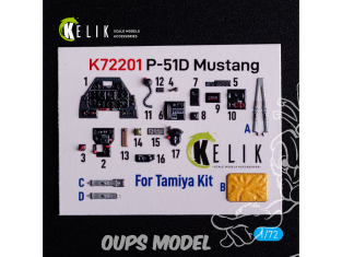 Kelik Decals 3D K72201 Décalcomanies 3D intérieures pour maquette Tamiya du P-51D Mustang 1/72