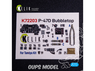 Kelik Decals 3D K72203 P-47D Bubbletop décalcomanies 3D intérieures pour maquette Tamiya 1/72