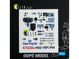 Kelik Decals 3D K72204 MiG-19P/PM décalcomanies 3D intérieures pour kit ClearProp 1/72