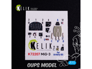 Kelik Decals 3D K72207 MiG-3 décalcomanies 3D intérieures pour kit Armory 1/72
