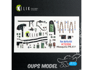 Kelik Decals 3D K72208 Mosquito PR.XVI décalcomanies 3D intérieures pour maquette Airfix 1/72