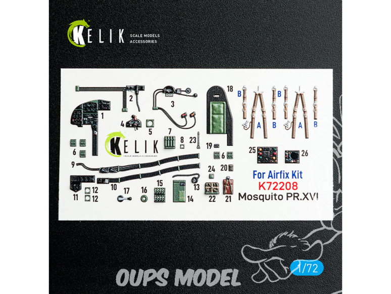 Kelik Decals 3D K72208 Mosquito PR.XVI décalcomanies 3D intérieures pour maquette Airfix 1/72