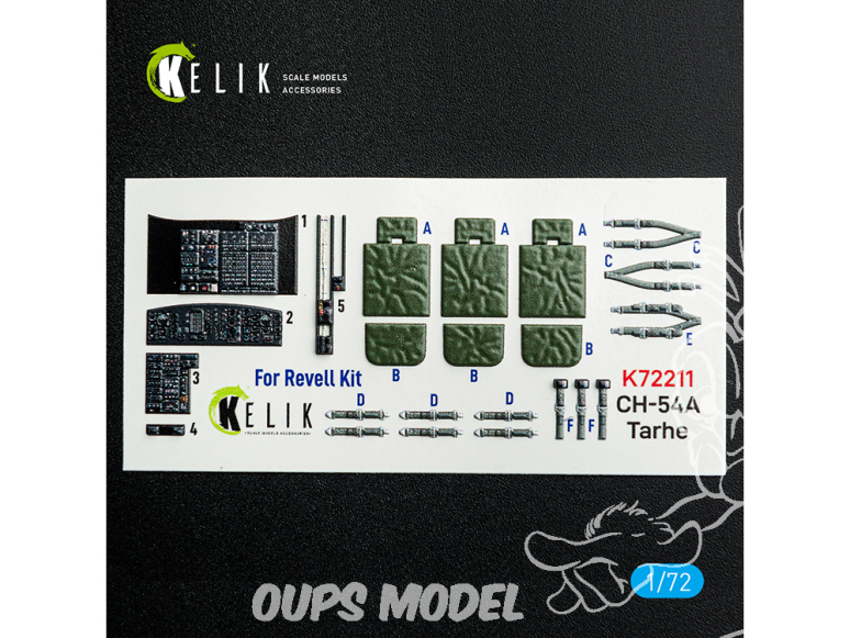 Kelik Decals 3D K72211 CH-54A Tarhe - décalcomanies 3D intérieures pour maquette Revell 1/72