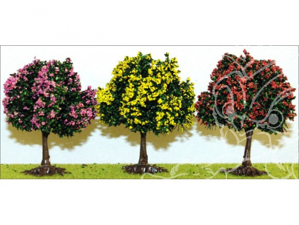 Fr Décor 8751 Arbres 3 Fruitiers en fleuris assortis 6cm