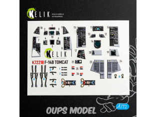 Kelik Decals 3D K72218 F-14B Tomcat - décalcomanies 3D intérieures pour kit HobbyBoss 1/72