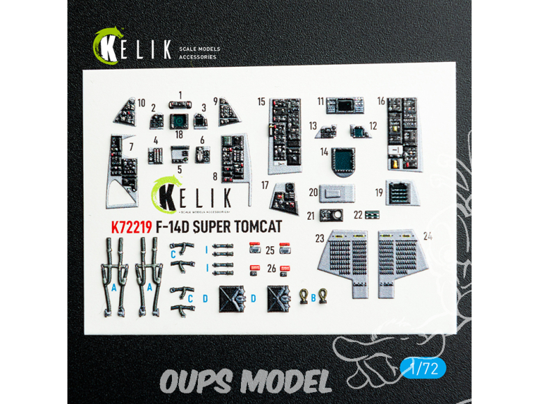 Kelik Decals 3D K72219 F-14D Super Tomcat décalcomanies 3D intérieures pour kit HobbyBoss 1/72