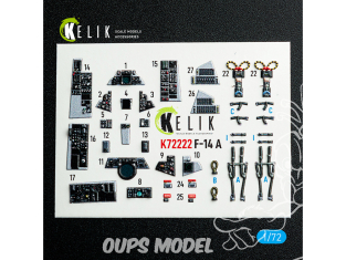 Kelik Decals 3D K72222 F-14A Tomcat décalcomanies 3D intérieures pour maquette Academy 1/72