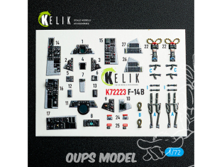 Kelik Decals 3D K72223 F-14B Tomcat décalcomanies 3D intérieures pour maquette Academy 1/72