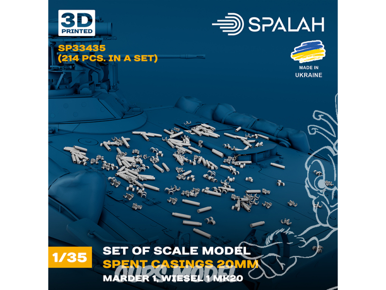Spalah armement SP33435 Douilles usagées de 20 mm MARDER 1, Wiesel 1, MK 20 214 pièces 1/35