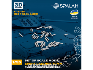 Spalah armement SP33135 Douilles usagées de 40 mm CV90, BOFORS L70, K21 120 pièces 1/35
