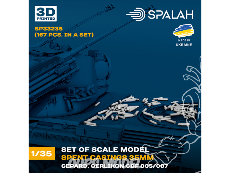 Spalah armement SP33235 Douilles usagées 35 mm Gepard, Oerlikon GDF 005/007 167 pièces 1/35